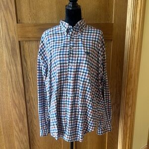 Faconnable Blue, Red & White Plaid Button-Down Shirt